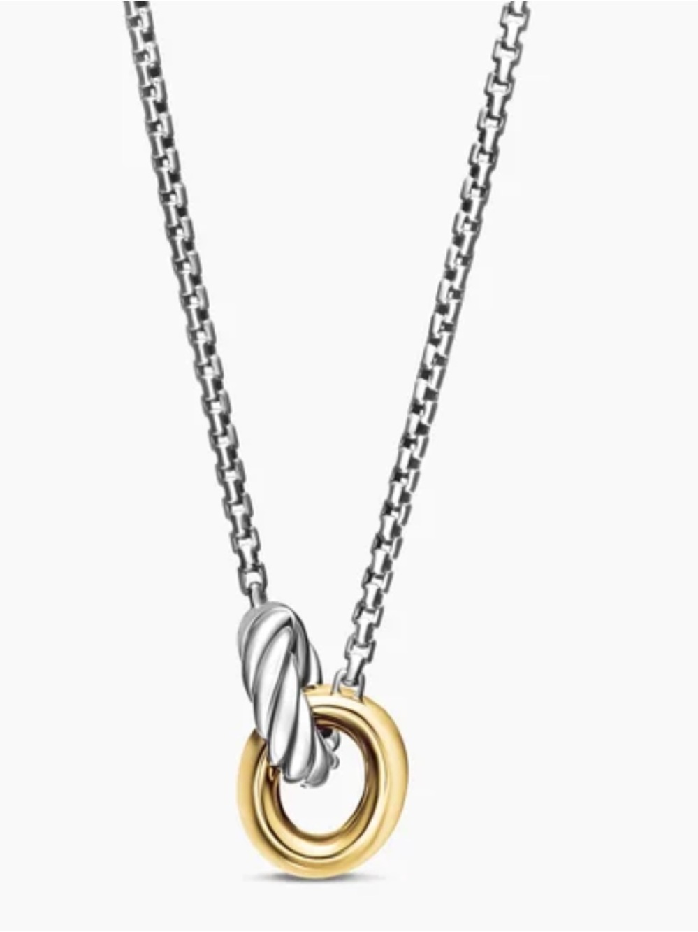 David Yurman Two-Tone Interlocking Circle Necklace in Silver and Gold - Picture 4 of 6